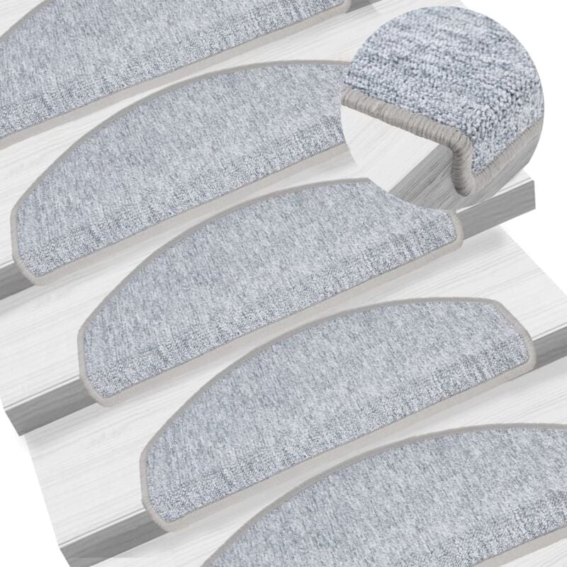 foto del prodotto tappetini per scale 15 pz grigio chiaro 65x24x4 cm vidaxl