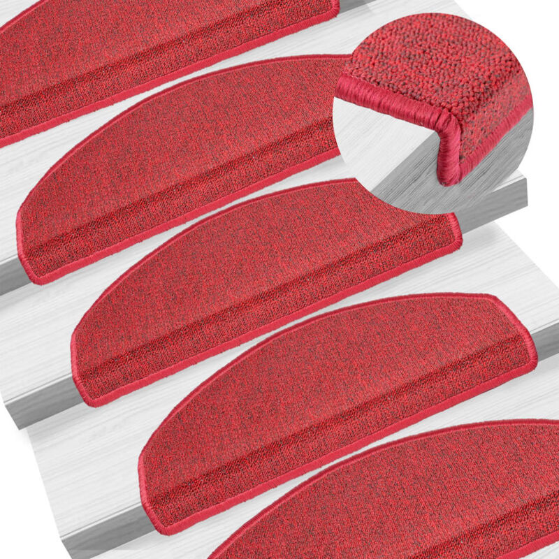 foto del prodotto tappetini per scale 15 pz rosso bord 65x24x4 cm vidaxl