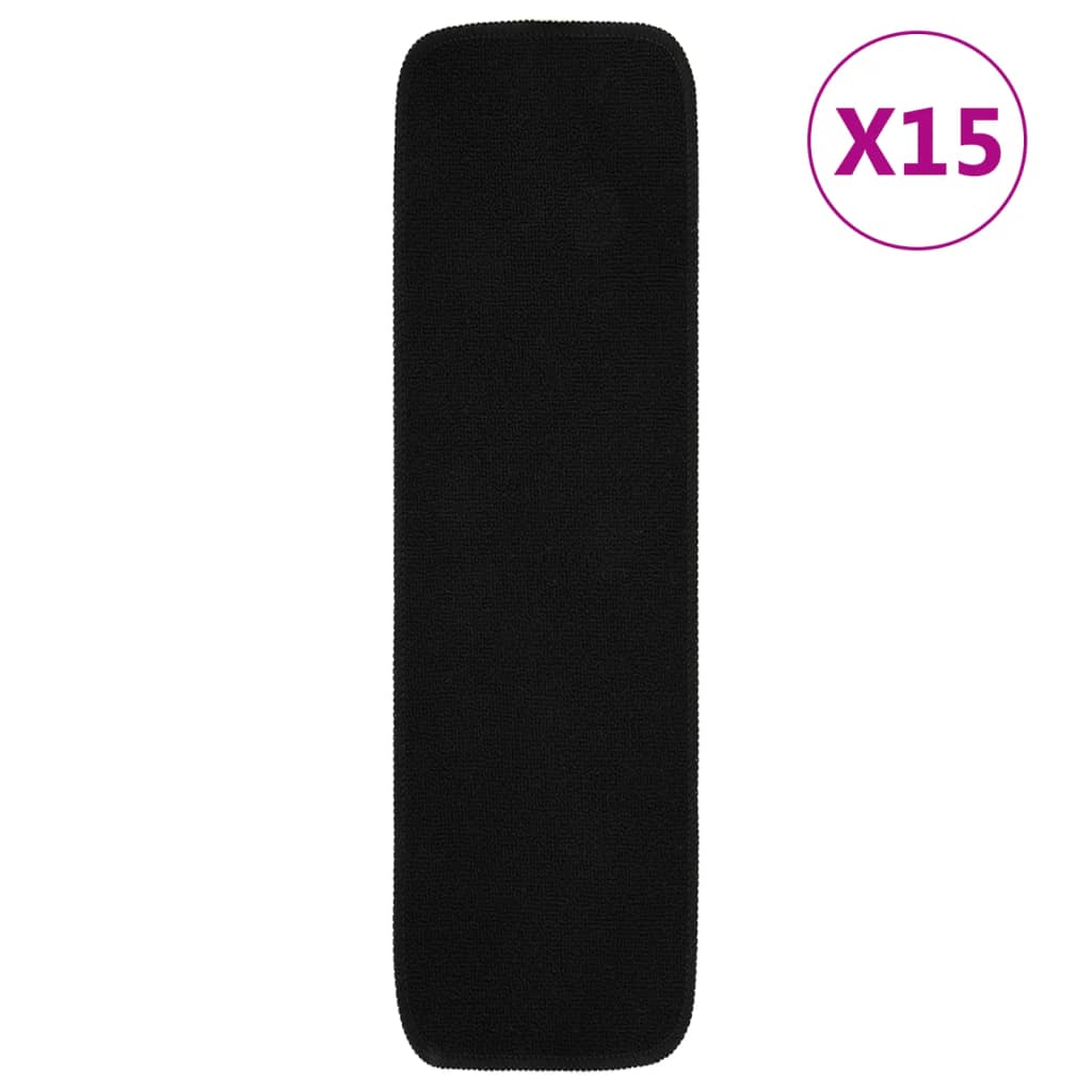 foto del prodotto tappetini per scale antiscivolo 15 pz 75x20cm neri rettangolaricod mxl 103788