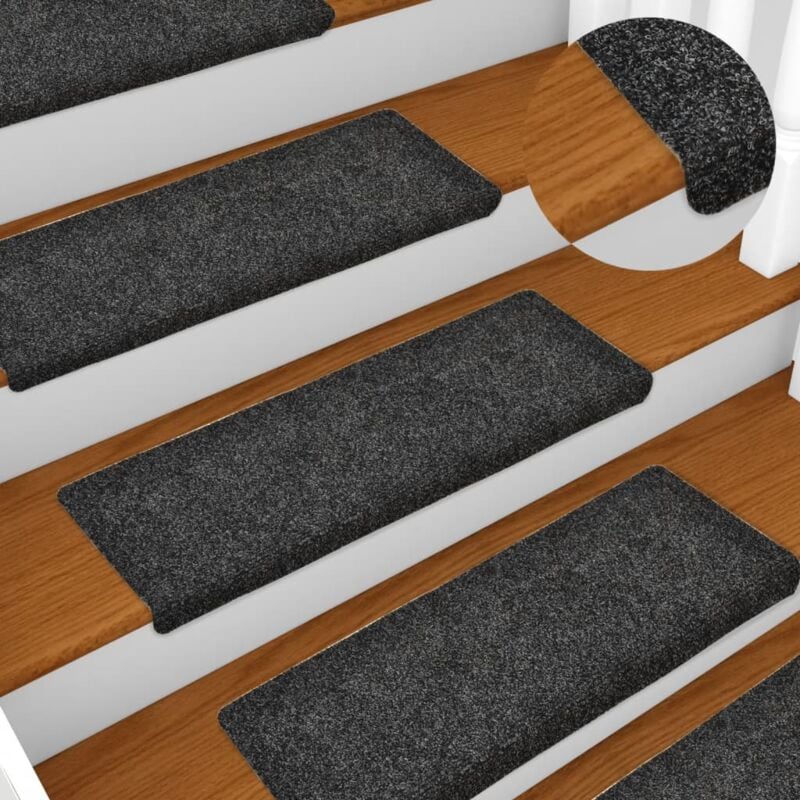 foto del prodotto tappetini per scale autoadesivi 15 pz 65x21x4 cm grigio bordo rettangolare vidaxl