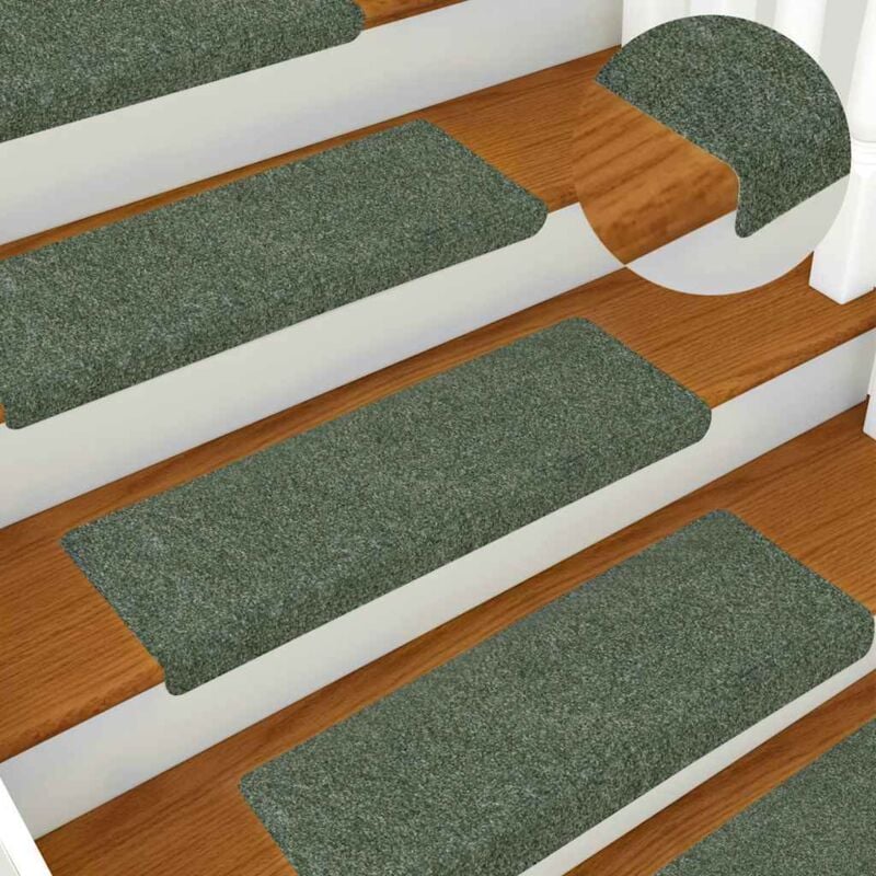 foto del prodotto tappetini per scale autoadesivi 15 pz 65x21x4 cm verdi con bordo rettangolare vidaxl