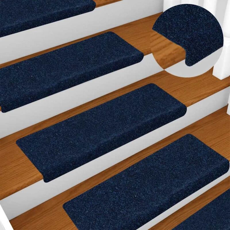 foto del prodotto tappetini per scale autoadesivi 30 pz 65x21x4 cm blu navy bordo rettangolare vidaxl