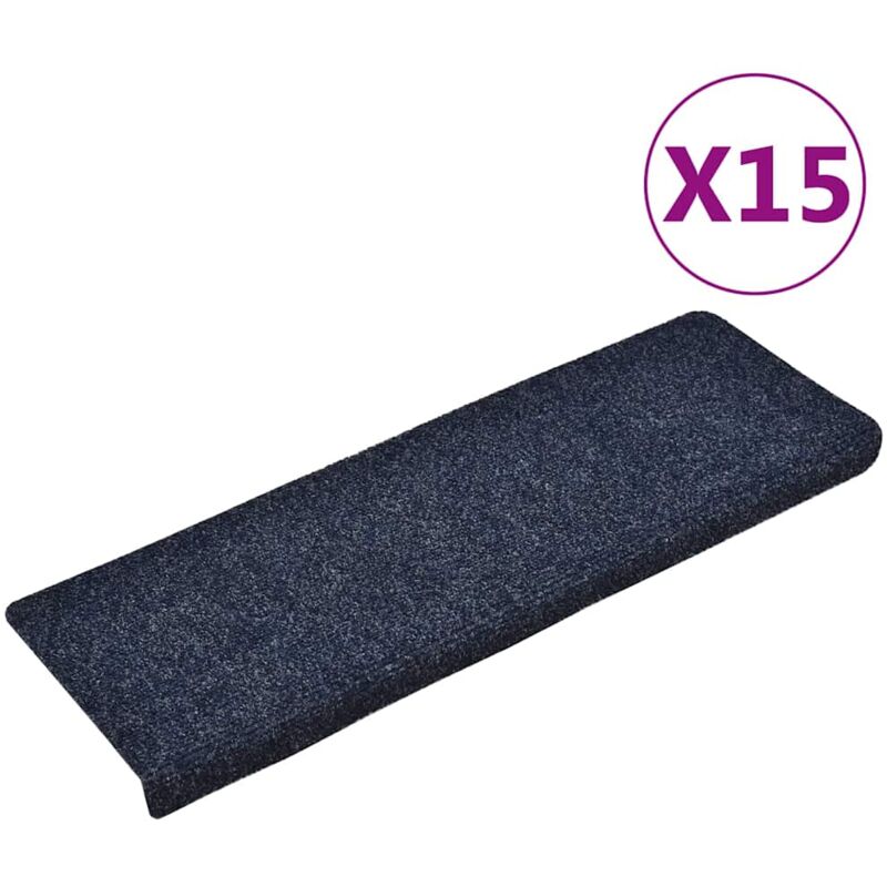 foto del prodotto tappetini per scale tessuto agugliato 15 pz 65x21x4 cm blu vidaxl