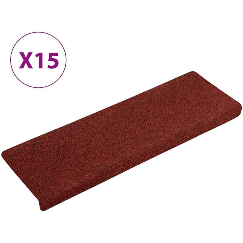 foto del prodotto tappetini per scale tessuto agugliato 15 pz 65x21x4 cm rossi vidaxl