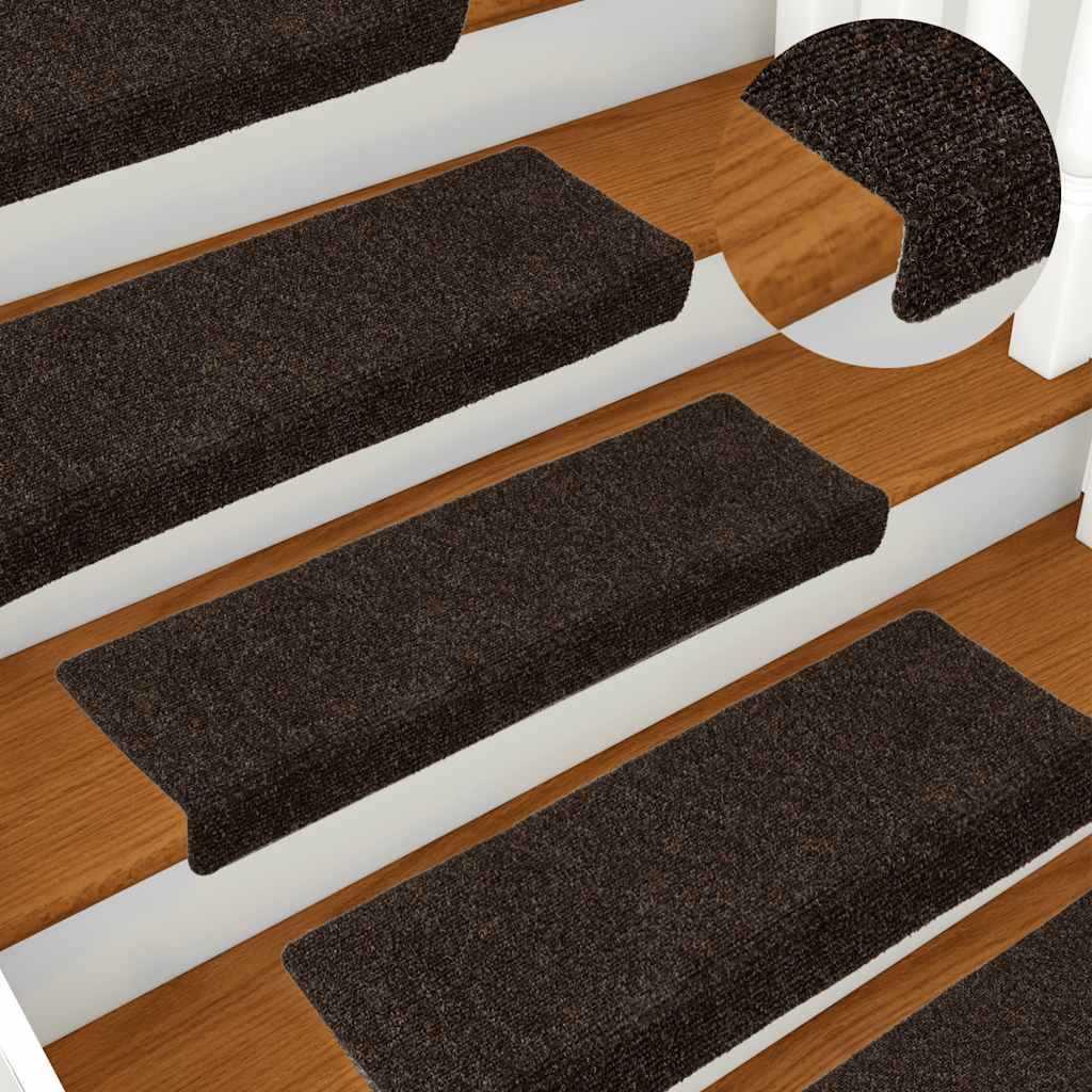 foto del prodotto tappetini per scale tessuto agugliato 15 pz 65x25 cm marroni cod mxl 65416