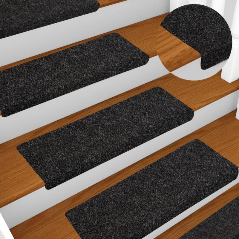 foto del prodotto tappetini per scale tessuto agugliato 5 pz 65x21x4 cm neri