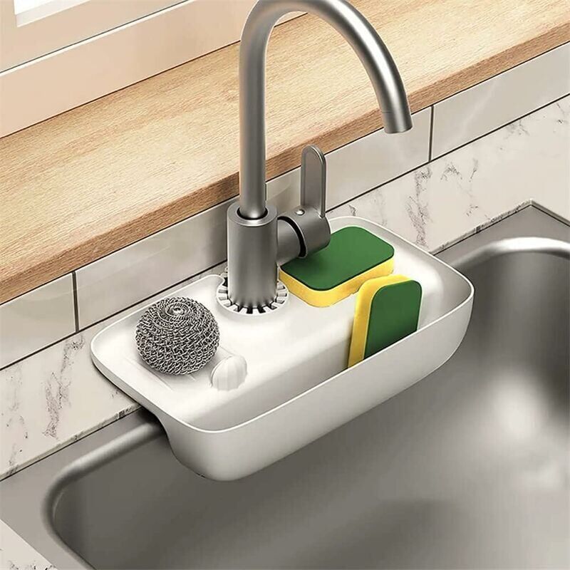 foto del prodotto tappetino anti gotta con maniglia per rubinetto in silicone con porta spugna, porta spugna per lavello da cucina, tappetino di asciugatura per piano