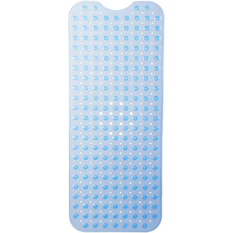 foto del prodotto tappetino antiscivolo per vasca da bagno, extra grande, con vaschette, lavabile, misure lxp 97 x 39 cm, blu relaxdays