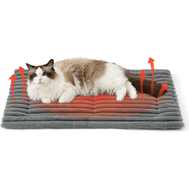 foto del prodotto tappetino auto riscaldante per gatti, coperta calda in pile lavabile 76 x 50 cm con fondo antiscivolo, materasso per cuccia per cani di taglia media