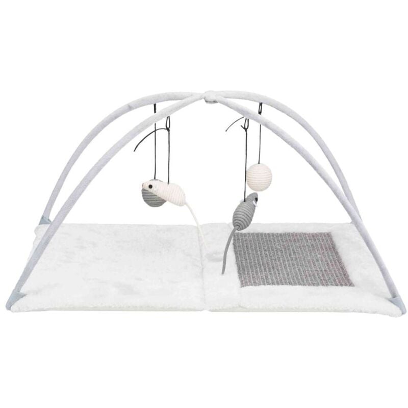 foto del prodotto tappetino con giochi cani e gatti in sisal peluche 60 33 42cm