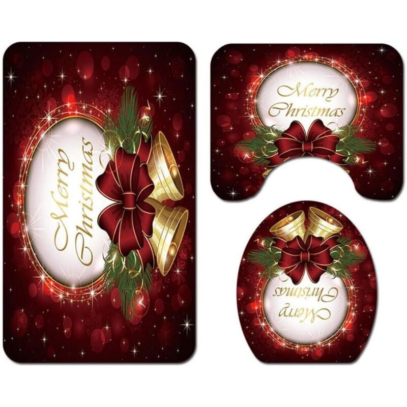 foto del prodotto tappetino da bagno antiscivolo con babbo natale, pupazzo di neve, albero di natale, vacanze di natale, inverno, tappeto da bagno, tappeto da toilette