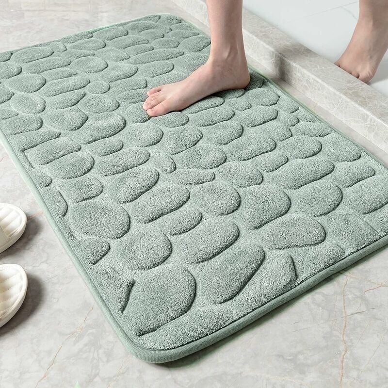 foto del prodotto tappetino da bagno antiscivolo e assorbente, lavabile in lavatrice, 40 x 60 cm, grigio