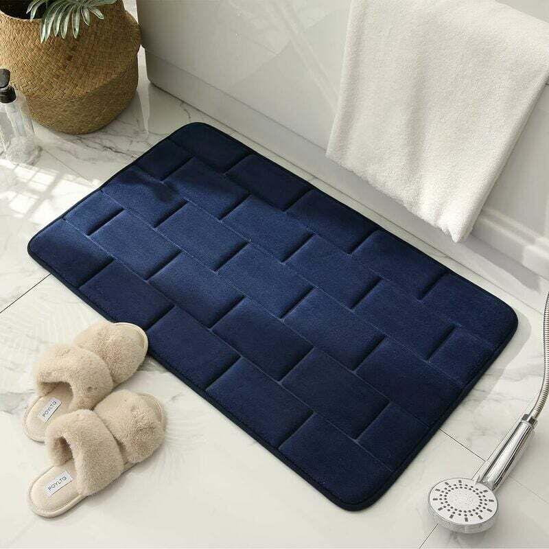 foto del prodotto tappetino da bagno antiscivolo in memory foam, tappetini da bagno lavabili, tappetino da doccia per bagno 4060 cm, blu scuro bebusingoto