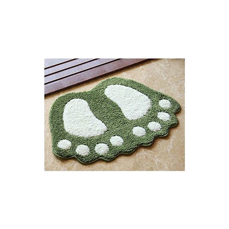 foto del prodotto tappetino da bagno antiscivolo in microfibra, design a forma di impronta, morbido per bagno e cameretta dei bambini, verde, 40 x 60 cm