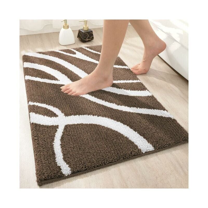 foto del prodotto tappetino da bagno antiscivolo in microfibra marrone 50 x 80 cm, assorbente e morbido, tappetino da bagno lavabile in lavatrice per il bagno ymyny