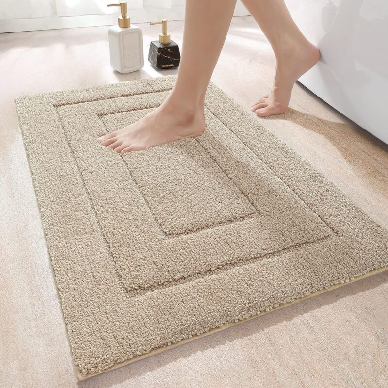 foto del prodotto tappetino da bagno antiscivolo, morbido tappetino da bagno in microfibra, assorbente, lavabile in lavatrice, 40x60 cm,beige