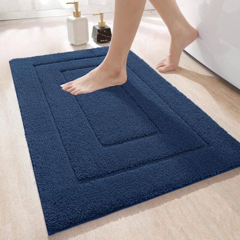 foto del prodotto tappetino da bagno antiscivolo, morbido tappetino da bagno in microfibra, assorbente, lavabile in lavatrice, 40x60 cm,blu navy ymyny