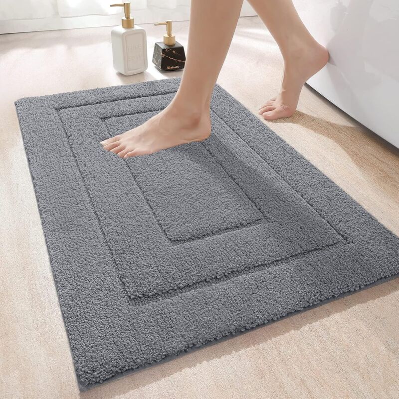 foto del prodotto tappetino da bagno antiscivolo, morbido tappetino da bagno in microfibra, assorbente, lavabile in lavatrice, 40x60 cm,grigio