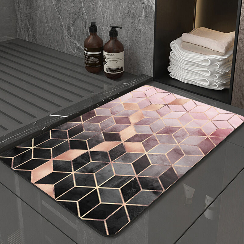 foto del prodotto tappetino da bagno antiscivolo nordico, in cotone tpr assorbente, antiscivolo, in morbida microfibra, per bagno, soggiorno, lavanderia, 40 x 60 cm