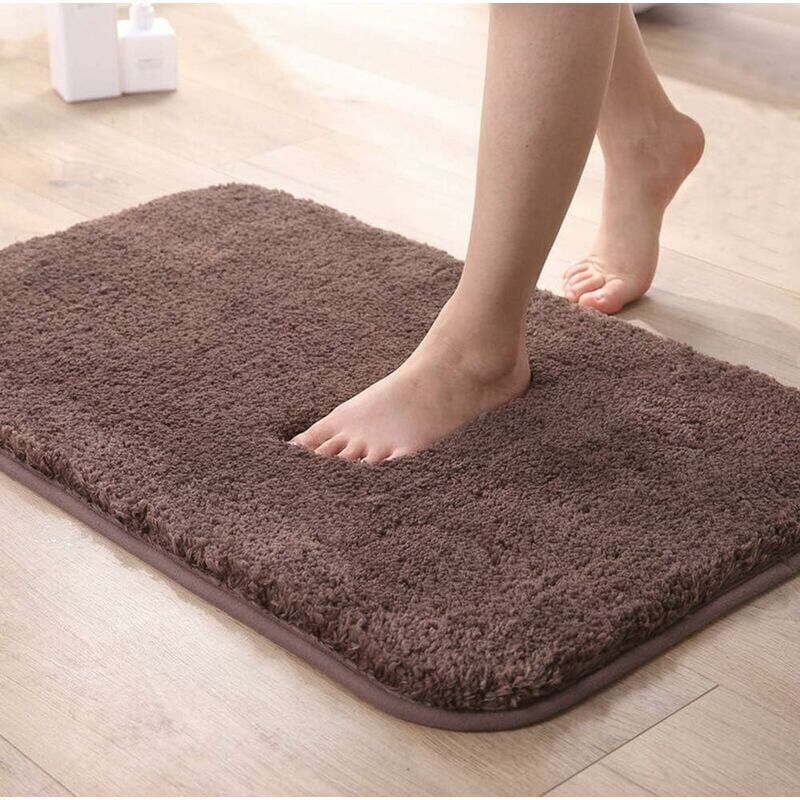 foto del prodotto tappetino da bagno assorbente antiscivolo extra spesso lavabile in lavatrice marrone, 40x60 cm ymyny