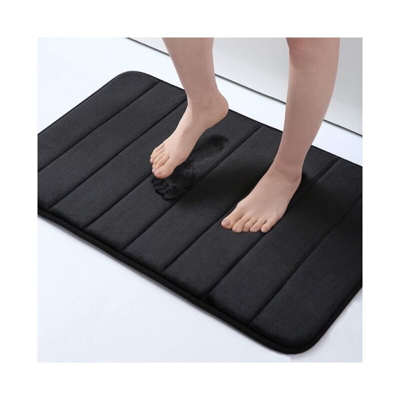 foto del prodotto tappetino da bagno assorbente antiscivolo tappetino da bagno in schiuma tappetino da bagno lavabile 60 x 90 cm, nero