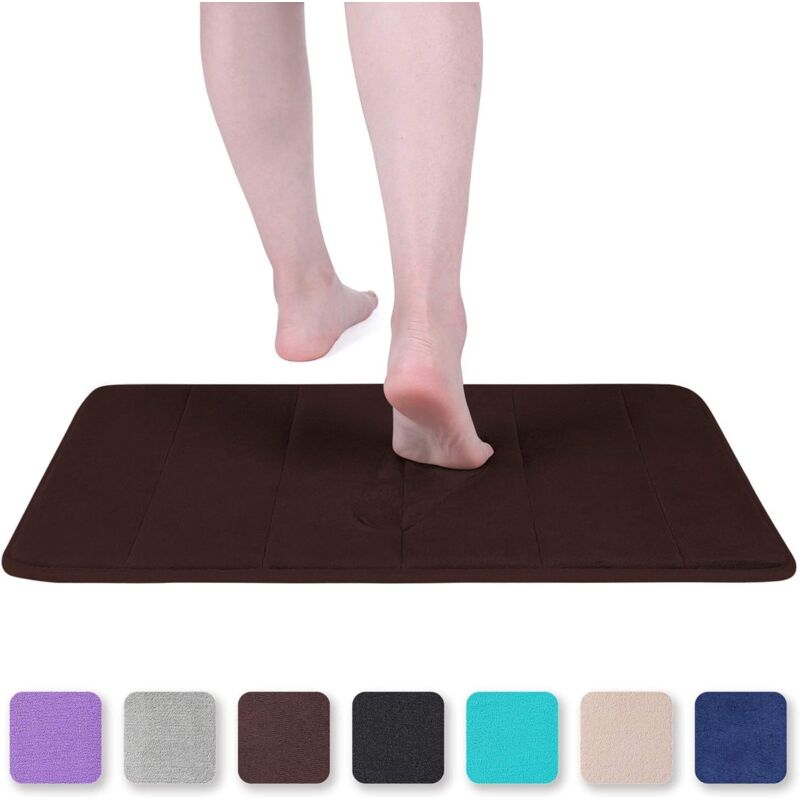 foto del prodotto tappetino da bagno assorbente e antiscivolo in memory foam, lavabile, memory foam, 40 x 120 cm marrone 