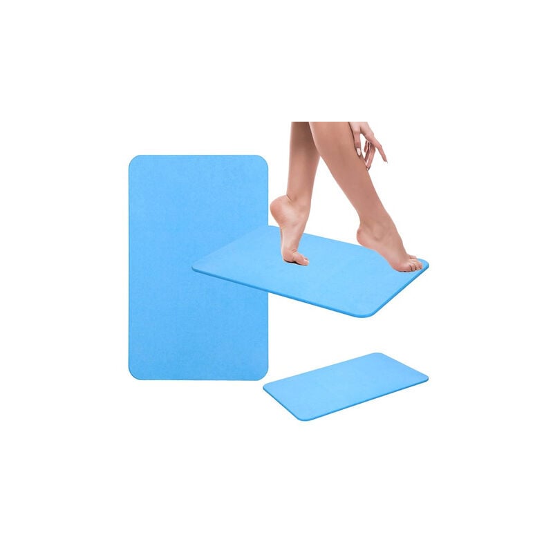 foto del prodotto tappetino da bagno in diatomite 60x40x0,9 cm, antibatterico, colore blu.