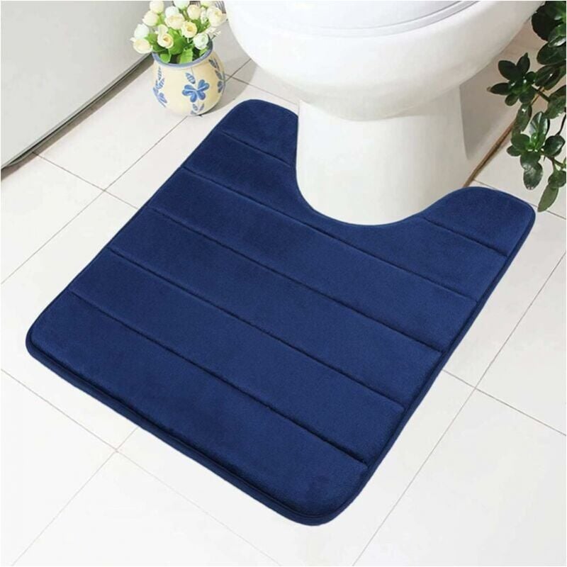 foto del prodotto tappetino da bagno in memory foam, 50 x 60 cm, antiscivolo, morbido, assorbente, per wc, bagno, memory foam, blu navy