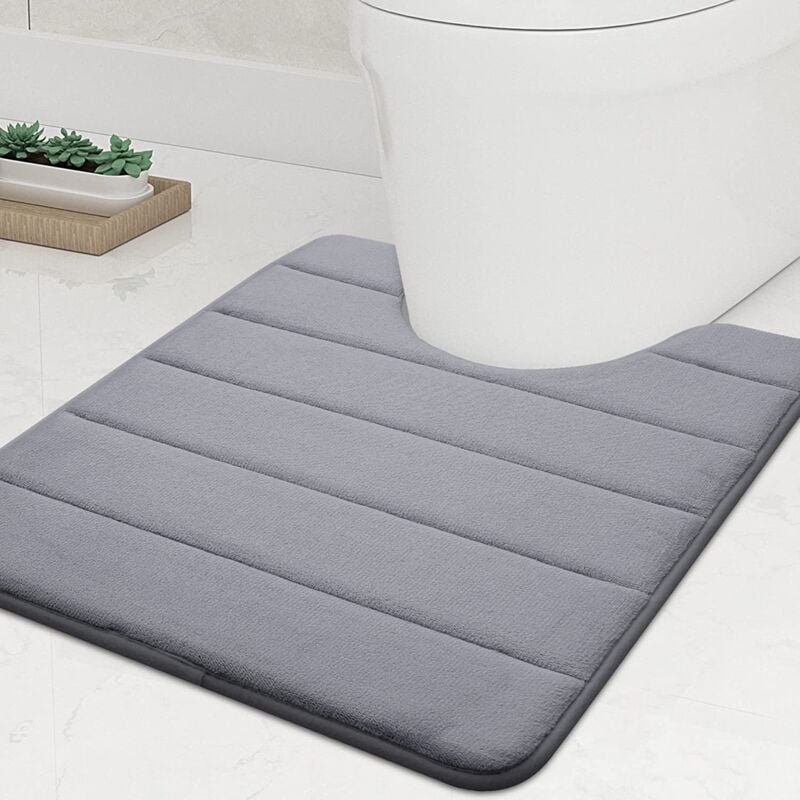 foto del prodotto tappetino da bagno in memory foam 50 x 60 cm fondo antiscivolo morbido assorbente d acqua per wc e bagno, memory foam, grigio