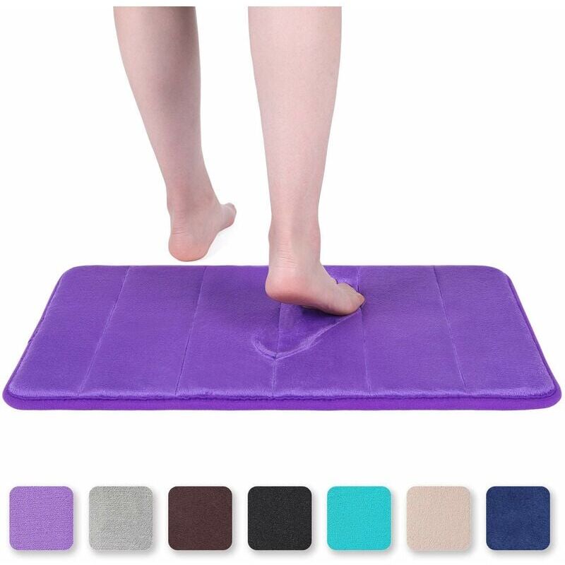 foto del prodotto tappetino da bagno in memory foam, antiscivolo, assorbente, lavabile, 40 x 60 cm, viola