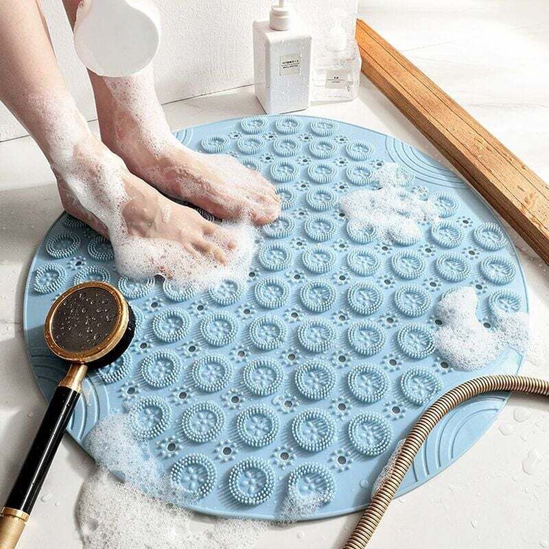 foto del prodotto tappetino da bagno rotondo in pvc per massaggio, tappetino da doccia antiscivolo, tappetino da bagno antibatterico, tappetino da vasca lavabile in