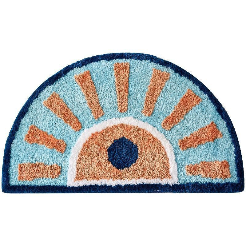 foto del prodotto tappetino da bagno semicircolare, tappeto da bagno boho, tappetino da bagno antiscivolo, zerbino di benvenuto per bagno, cucina, soggiorno
