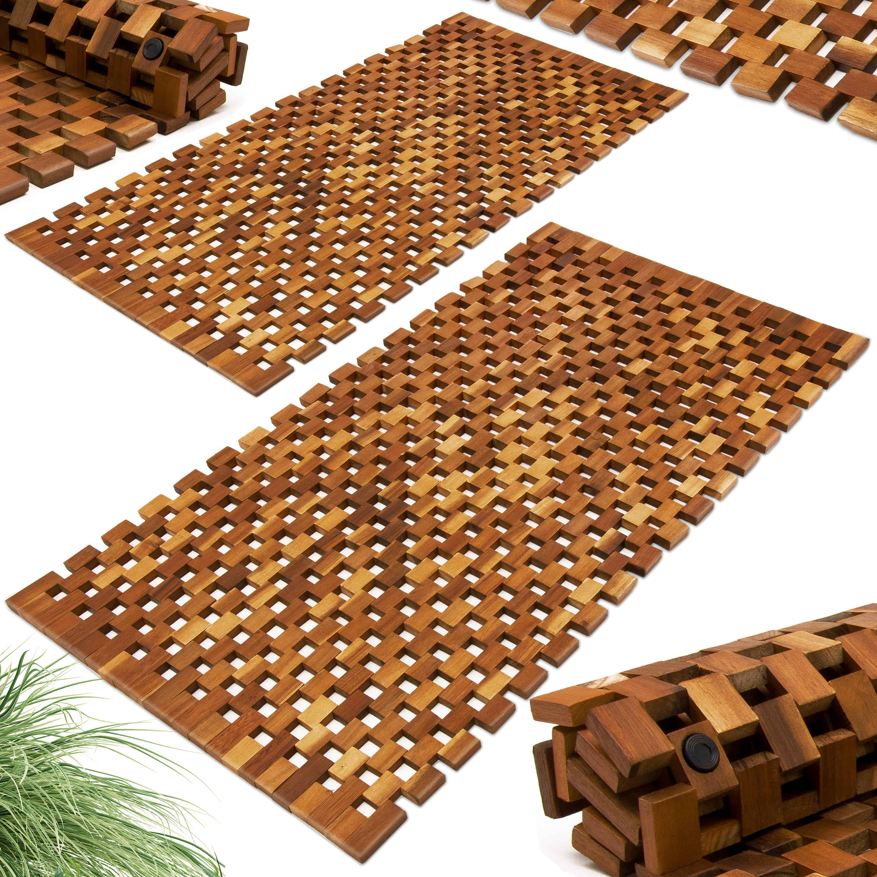 foto del prodotto tappetino da bagno set 2 pz mosaico acacia fsc 80x50cm