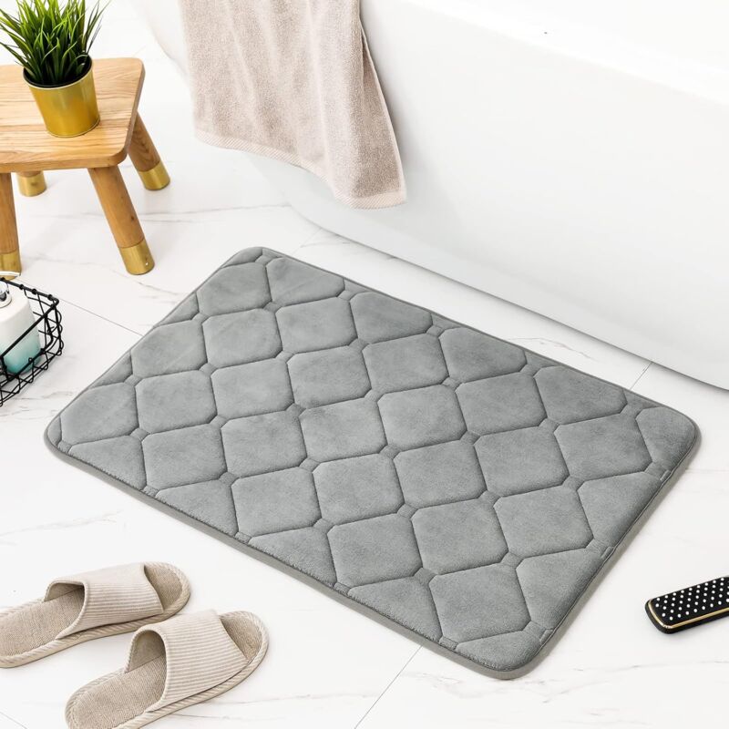 foto del prodotto tappetino da bagno super assorbente alovez grande tappeto da bagno antiscivolo, morbido tappetino per il contorno del water, 100 cotone poliestere