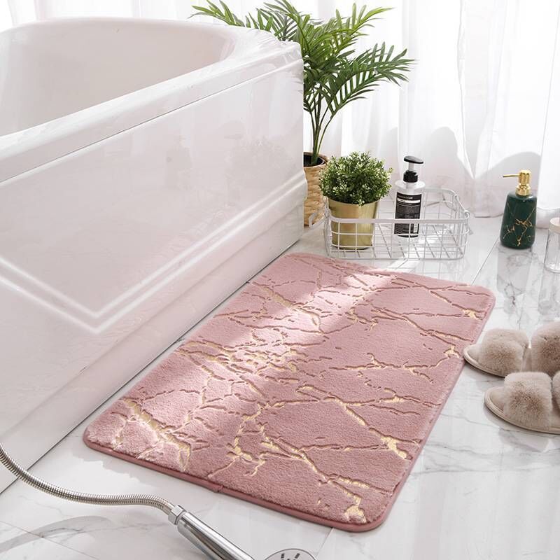 foto del prodotto tappetino da bagno super assorbente, tappeto da bagno per doccia, morbido, per wc, in finto pelo di coniglio colore tappetino da bagno rosa,