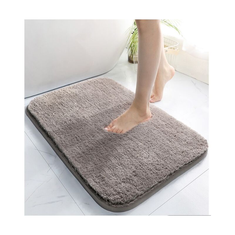 foto del prodotto tappetino da bagno, tappetino da doccia antiscivolo, tappetino da bagno assorbente in morbida microfibra a pelo lungo, tappeto per bagno e camera da letto, lavabile in lavatrice, 40 x 60 x 3 cm, grigi