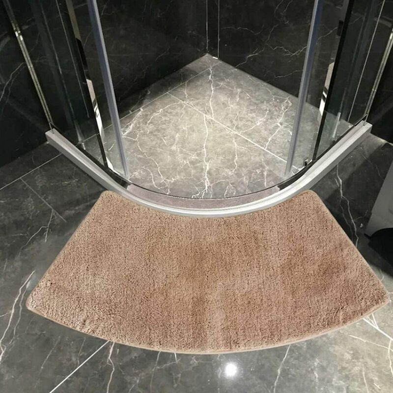 foto del prodotto tappetino da bagno, tappetino da doccia arrotondato a quarto di cerchio piccolo, in microfibra, tappetino da bagno super assorbente, antiscivolo,