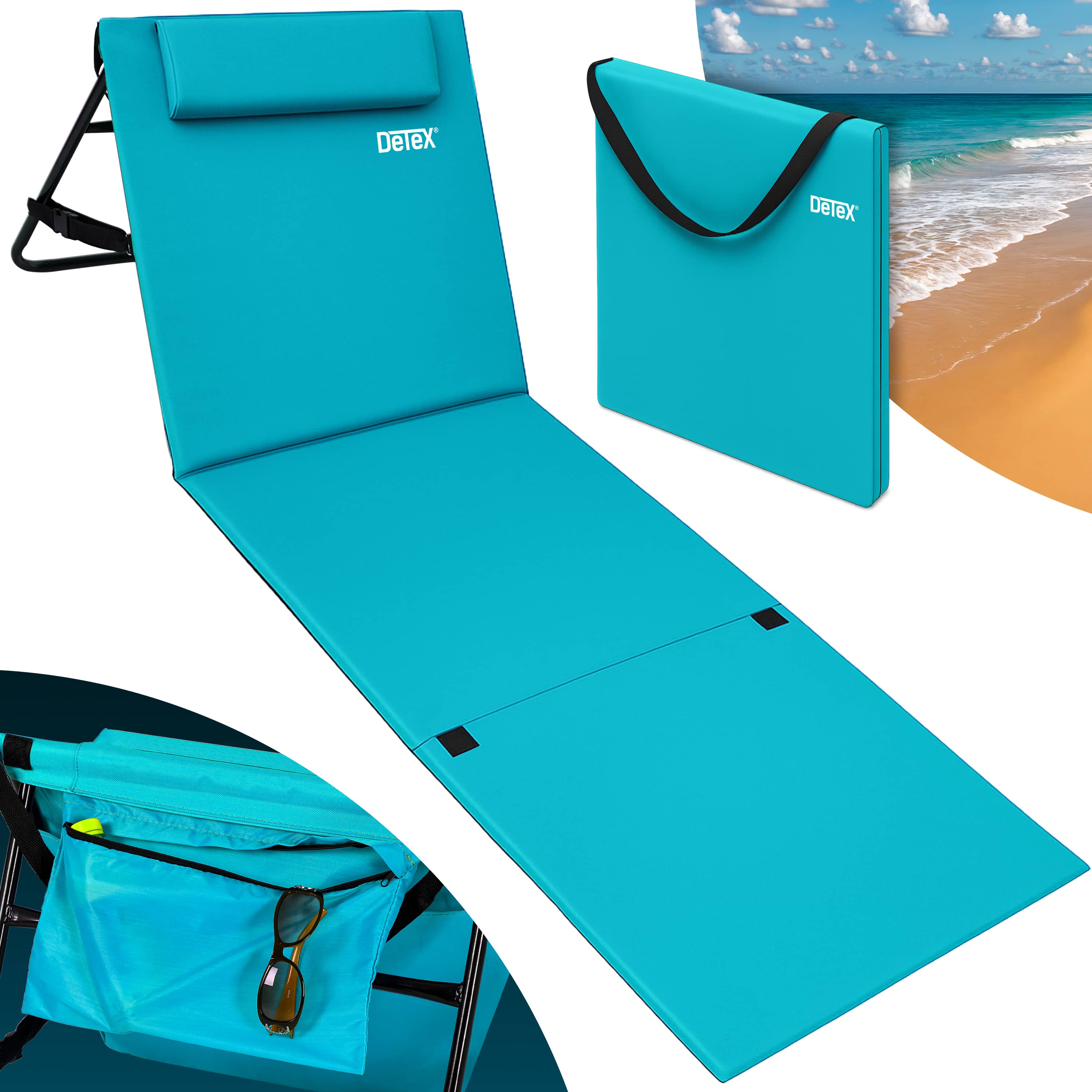 foto del prodotto tappetino da spiaggia turchese 158x56x46cm imbottito