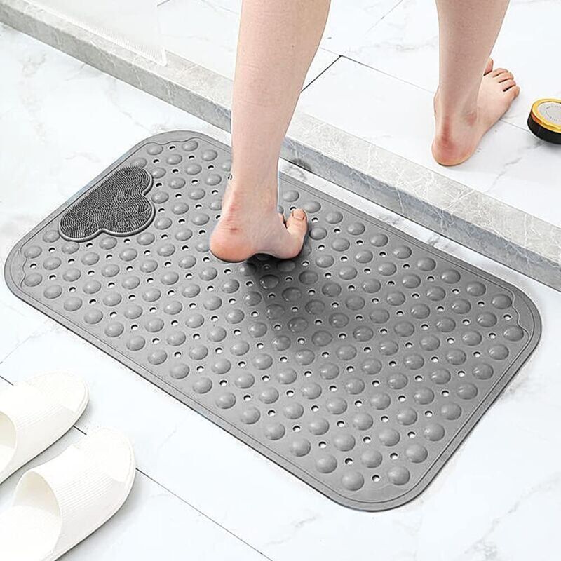 foto del prodotto tappetino doccia antiscivolo, 70 x 40 cm, con ventose, tappetino da bagno con fori di drenaggio, antiscivolo, antimuffa e lavabile in lavatrice