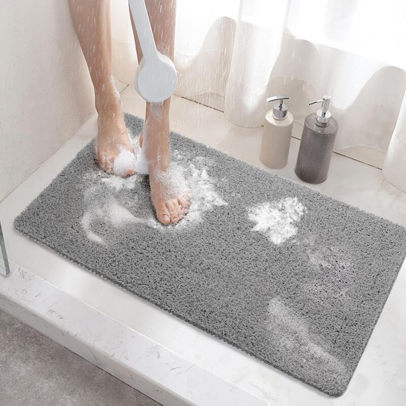 foto del prodotto tappetino doccia antiscivolo con fori di drenaggio, asciugatura rapida, antimuffa, morbido e confortevole, in luffa, tappetino doccia massaggiante
