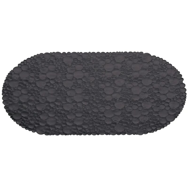 foto del prodotto tappetino doccia antiscivolo nero in gomma ovale con ventose