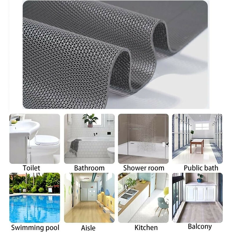 foto del prodotto tappetino drenante antiscivolo in pvc 5mm professionale colore grigio, packaging 120cm x 100cm
