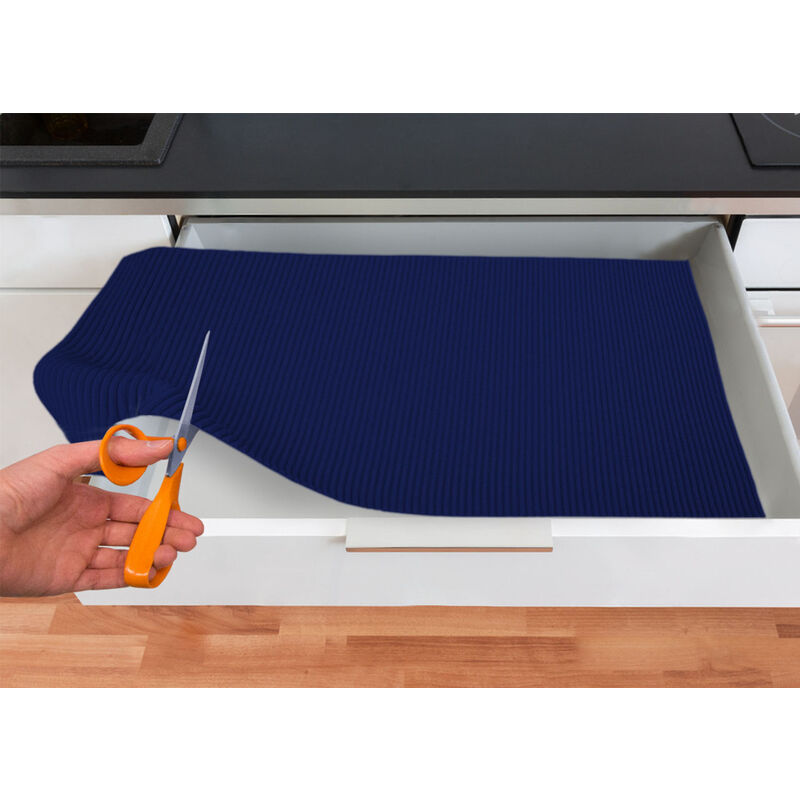 foto del prodotto tappetino gommato antiscivolo multiuso per cassetti e superfici colore blu, misura65x300cmcoloreblu