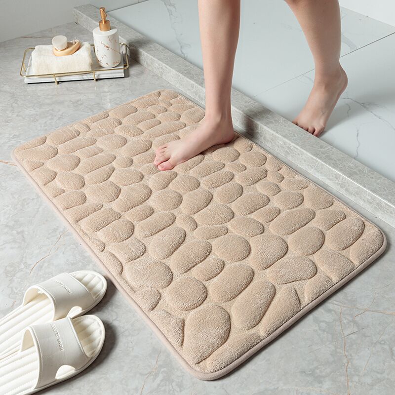 foto del prodotto tappetino in rilievo con ciottoli, tappetino antiscivolo assorbente per l ingresso del bagno cachi, 40 x 60 cm 