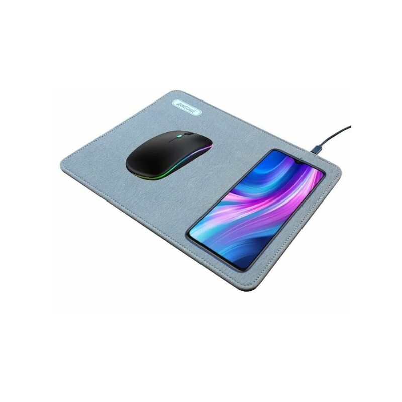 foto del prodotto tappetino mouse con ricarica wireless qi 2 in 1 10w per ios q t138