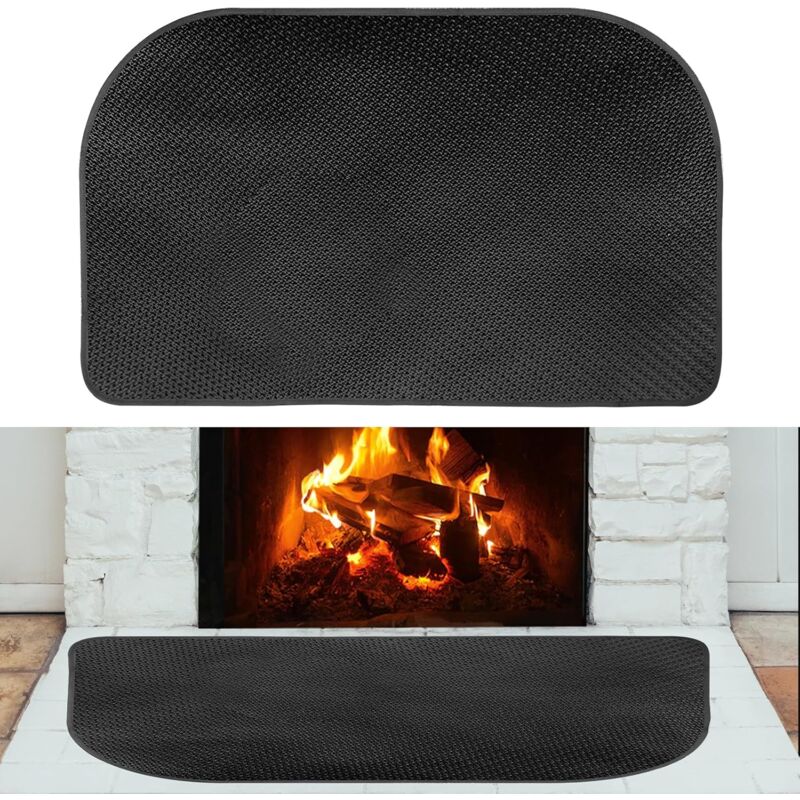 foto del prodotto tappetino per caminetto 122x76 cm tappetino ignifugo tappetino per caminetto in fibra di vetro spesso nero antiscivolo resistente a fiamme,