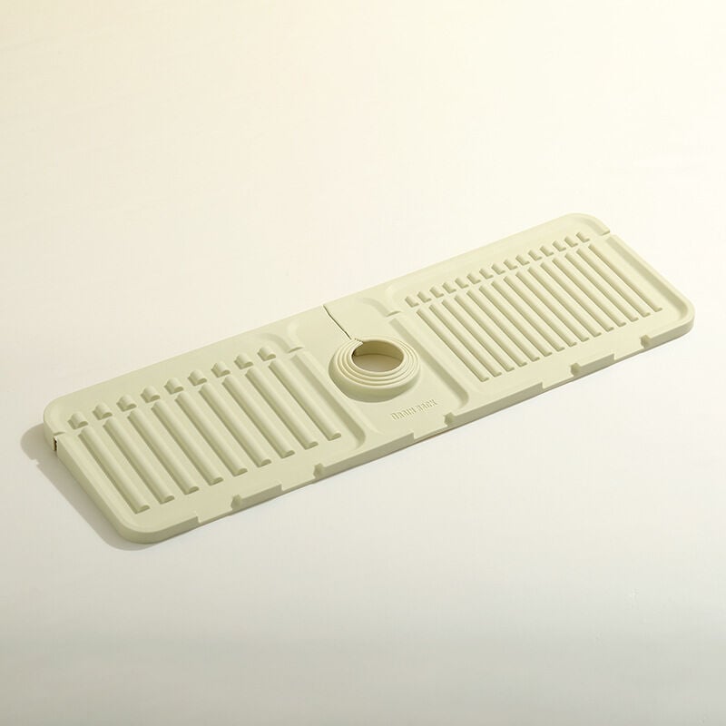 foto del prodotto tappetino per lavello da cucina bianco sporco, protezione pieghevole per lavello, tappetino di scarico in silicone per piani di lavoro di cucina e