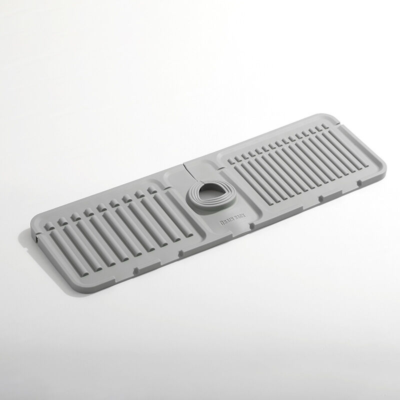 foto del prodotto tappetino per lavello da cucina bianco sporco, protezione pieghevole per lavello, tappetino di scarico in silicone per piani di lavoro di cucina e