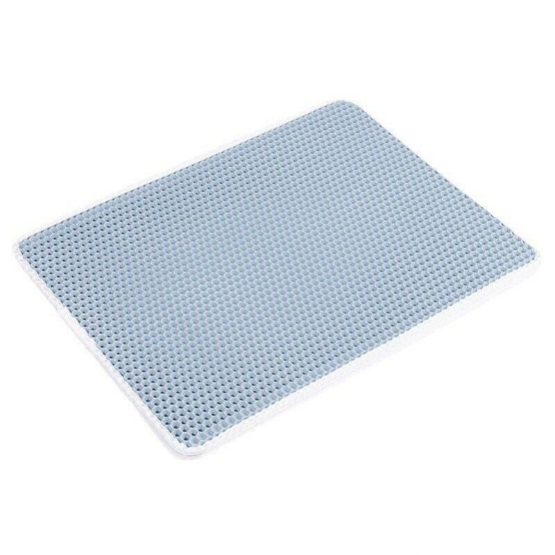 foto del prodotto tappetino per lettiera per gatti 30x45cm, eva impermeabile e atossico, design a nido d ape a doppio strato, blu