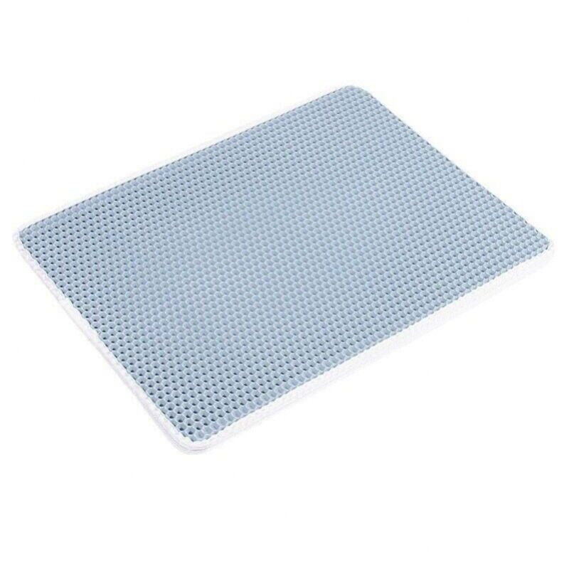foto del prodotto tappetino per lettiera per gatti 40x50 cm, impermeabile e atossico, eva, design a nido d ape a doppio strato, blu